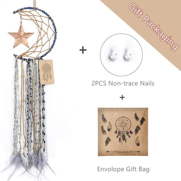 Boho Hippie Moon Star Feather Dream Catcher - Picture 7 of 16